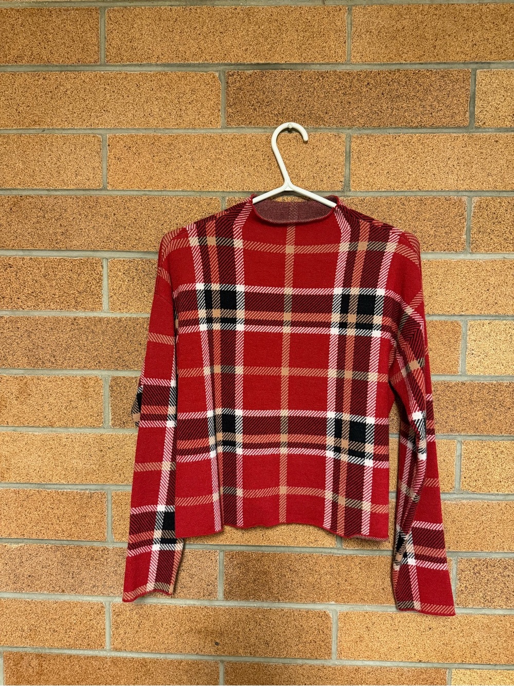 Tahari Red Plaid Crewneck Sweater